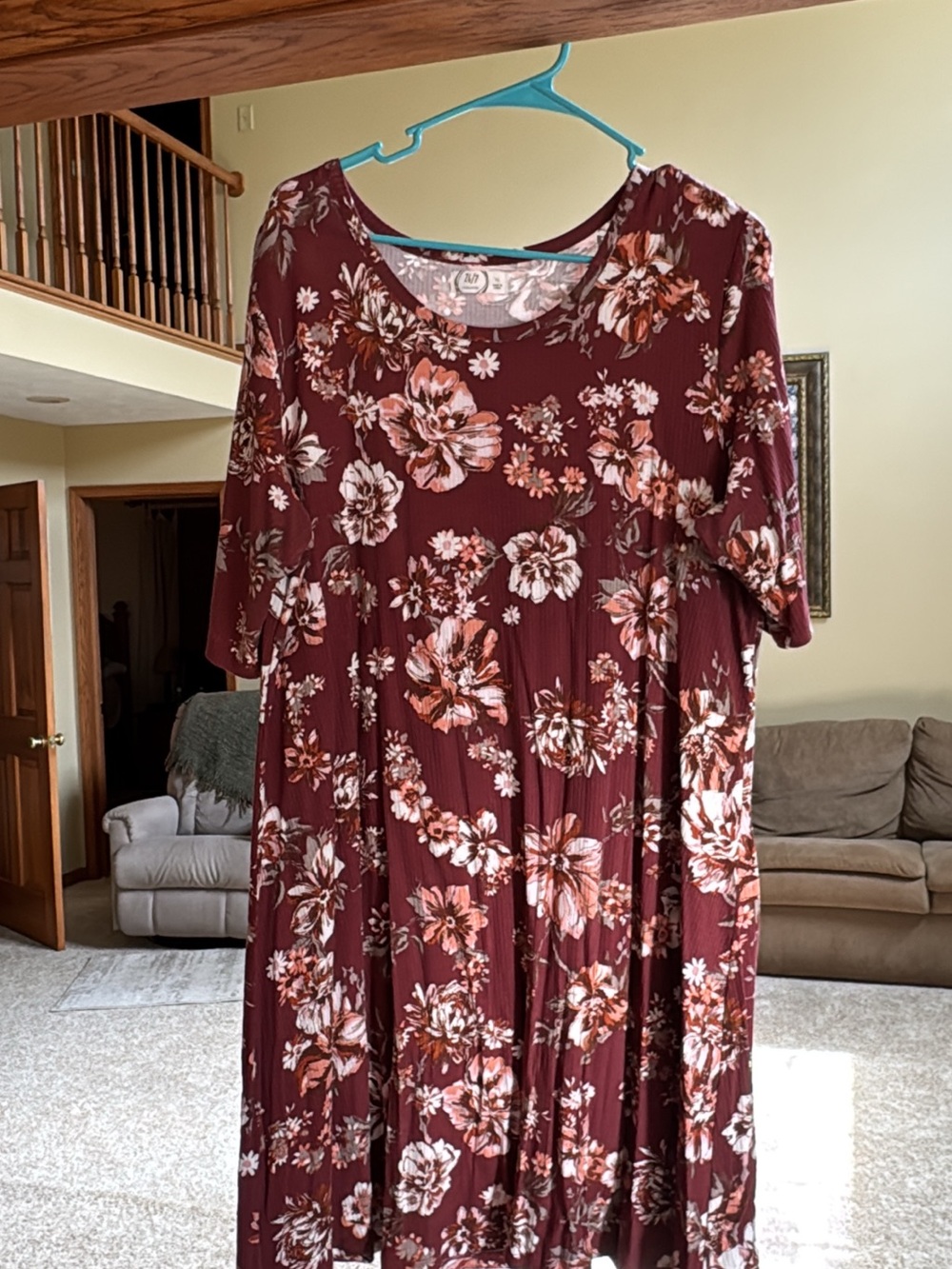 Maurices Burgundy Floral Midi Dress